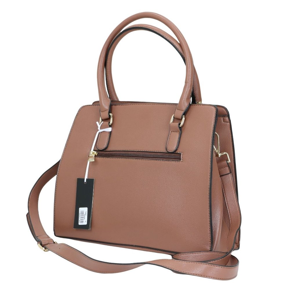 Brown Faux Leather Purse Cute Bow Accent Tote Cross Body Shoulder Hand Bag - Picture 4 of 12